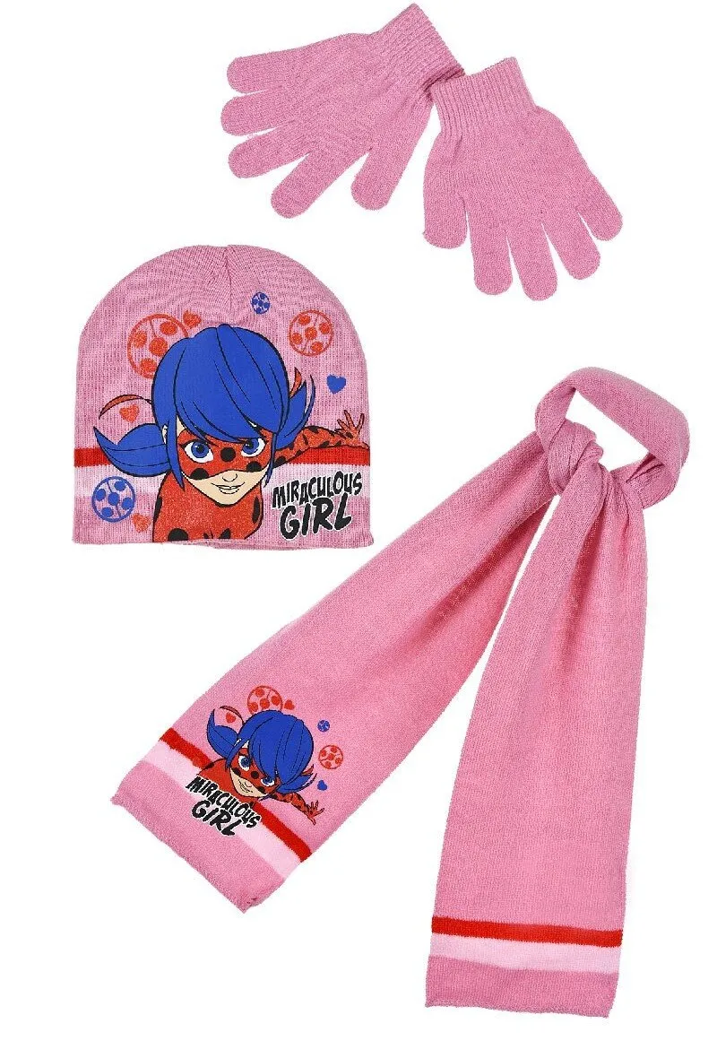 3pcs set beanie + gloves+ scarf LADY BUG