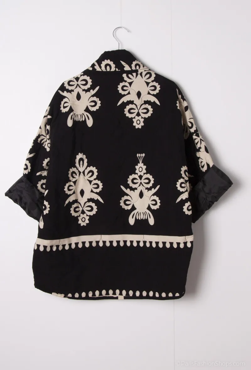 Bedruckte, gesteppte, mittellange, übergroße Jacke