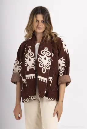 Bedruckte, gesteppte, mittellange, übergroße Jacke