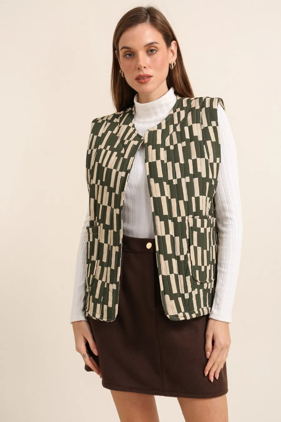Bedruckte ärmellose wattierte Jacke