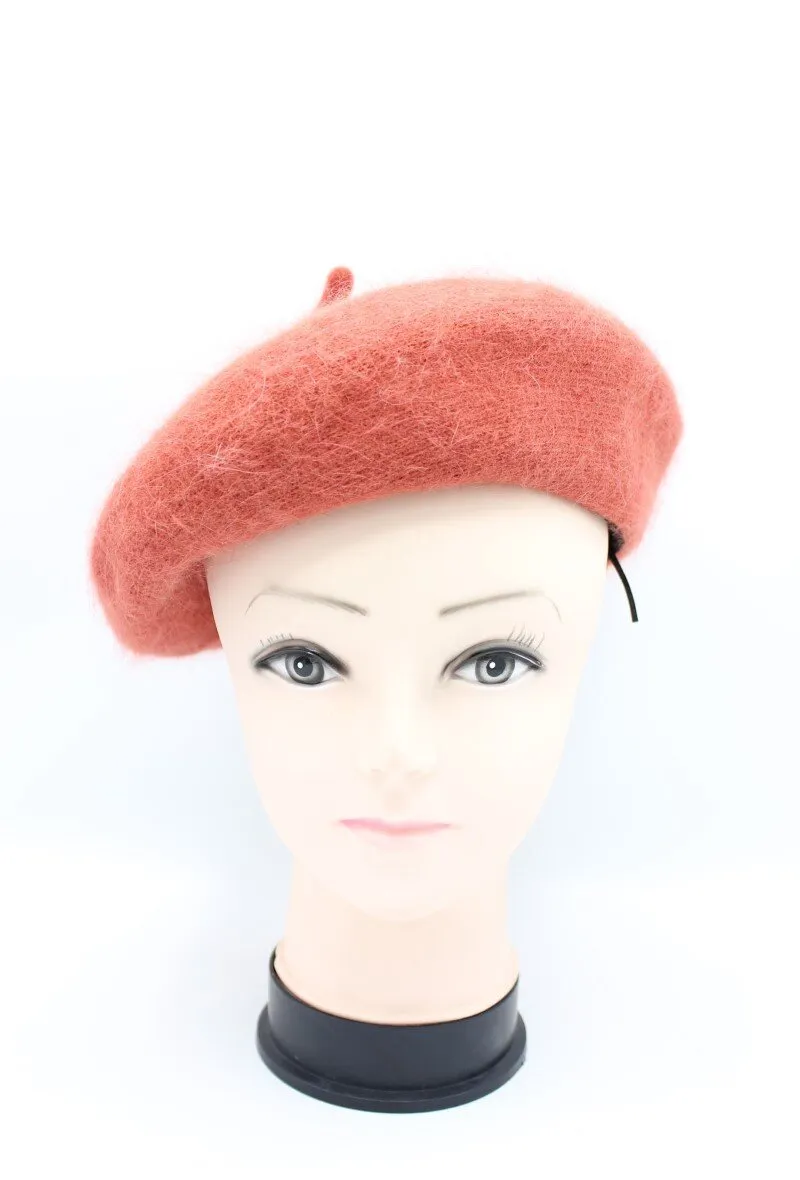 Beret style beanie in mixed Angora