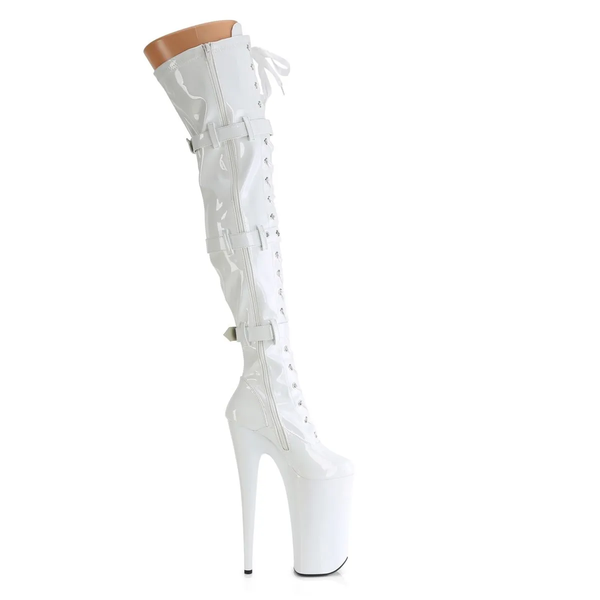 Extrem High Heel Stiefel BEYOND-3028 weiss Lack