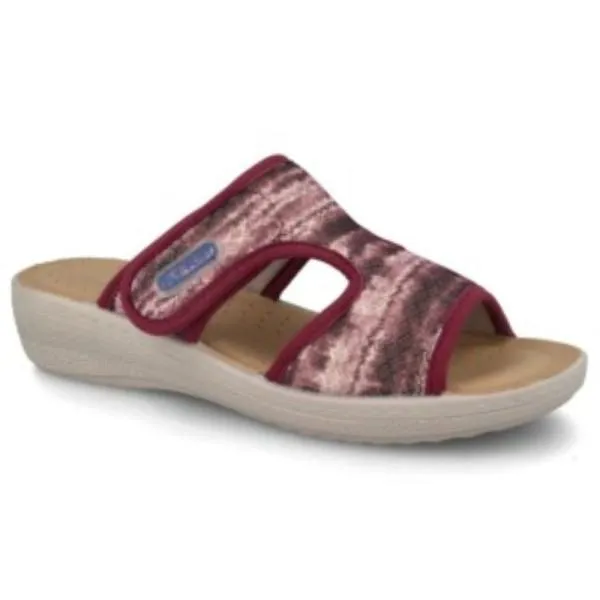 Fly Flot Damen Pantolette Hausschuh Textil rot S12 855415