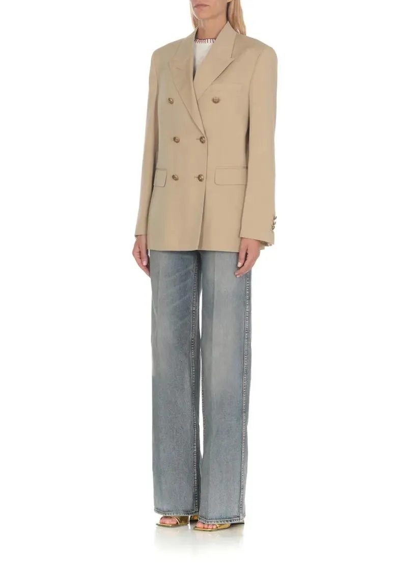  Golden Goose  Virgin Wool Double Breasted Blazer Neutrals  Blazer 