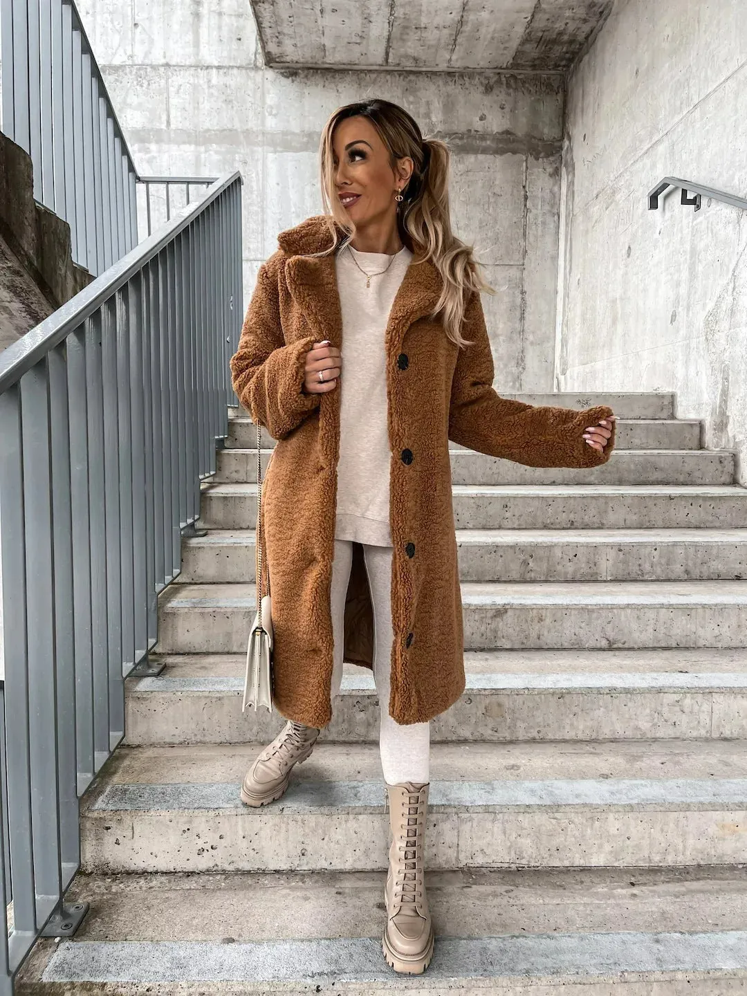 Heidi-Mode | Casual Soft Plush Teddy Trenchcoat - Ideal für Herbst/Winter