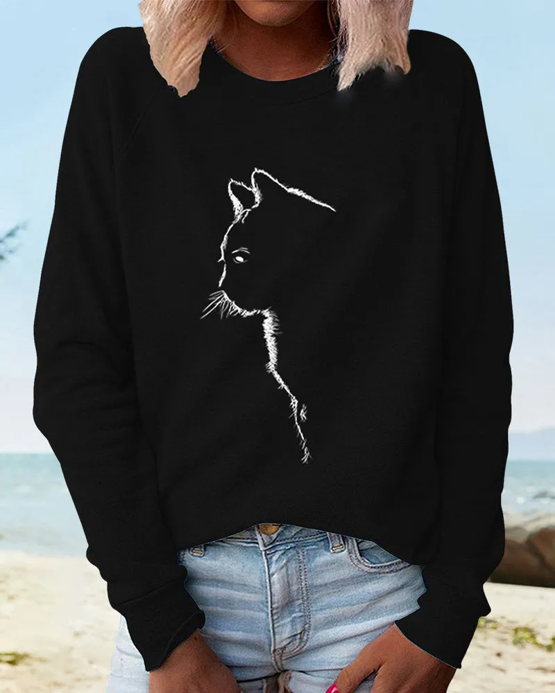 Heidi-Mode | Pullover mit Katzenmuster