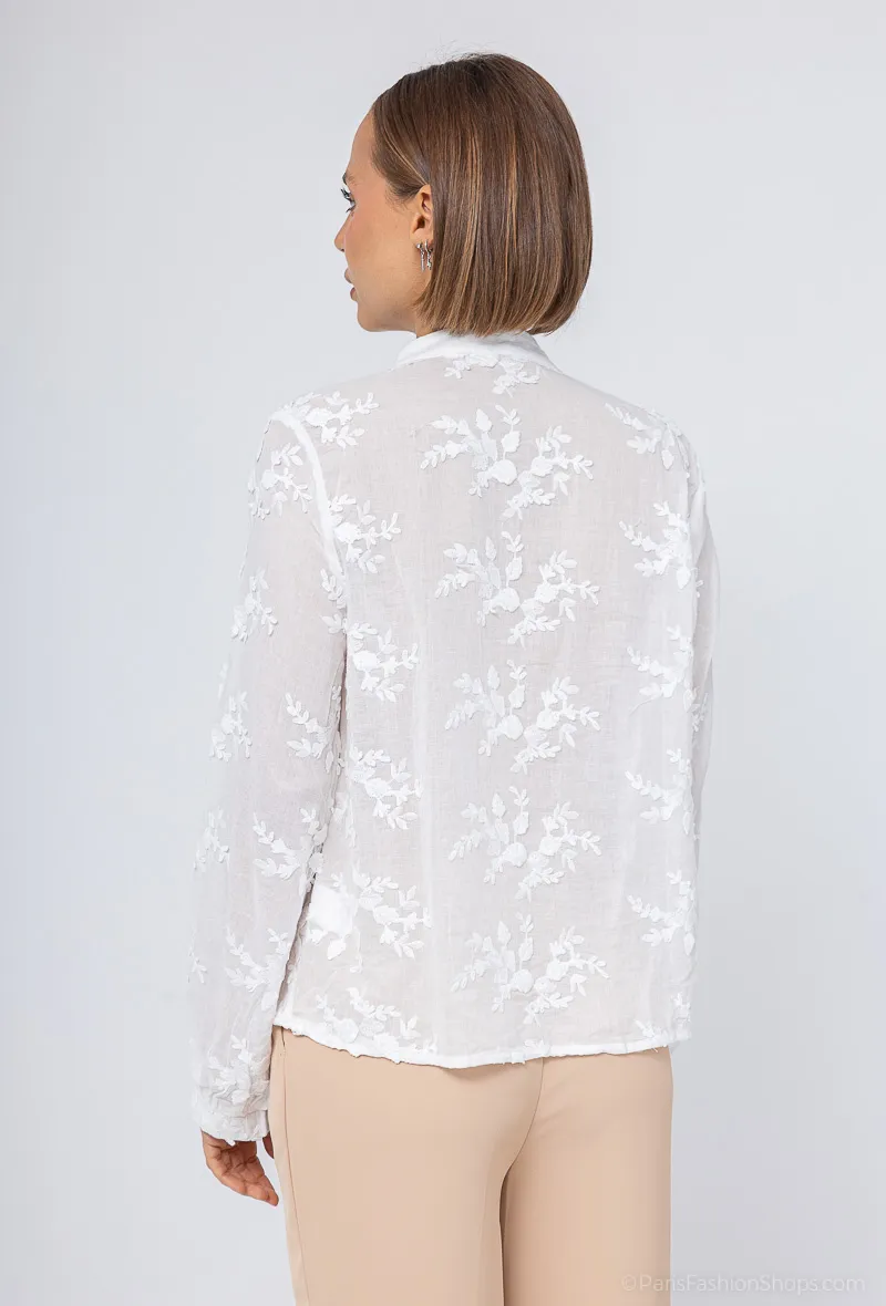 Hemd mit klassischem Kragen, 100 % Baumwolle, Blumenrand
