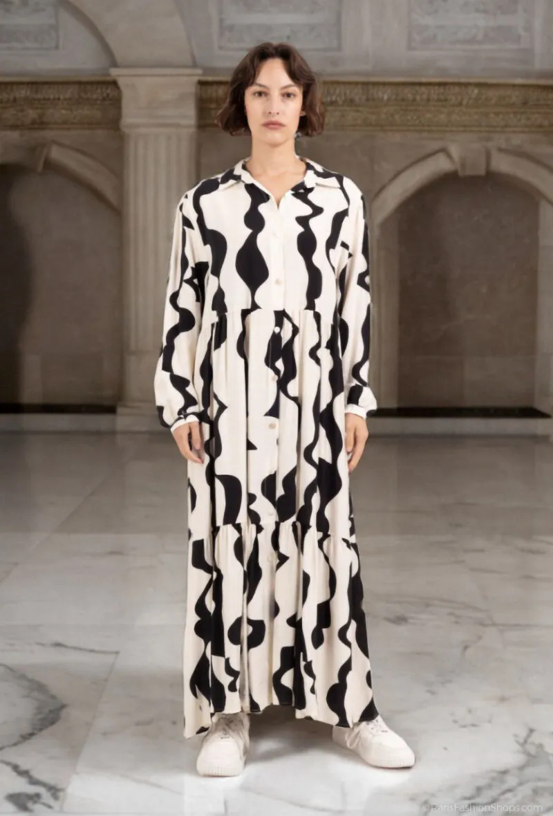 Kleid mit abstraktem Streifendruck