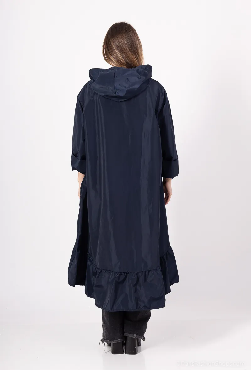 Lange „HOPE“-Jacke aus K-Way-Material mit Kapuze