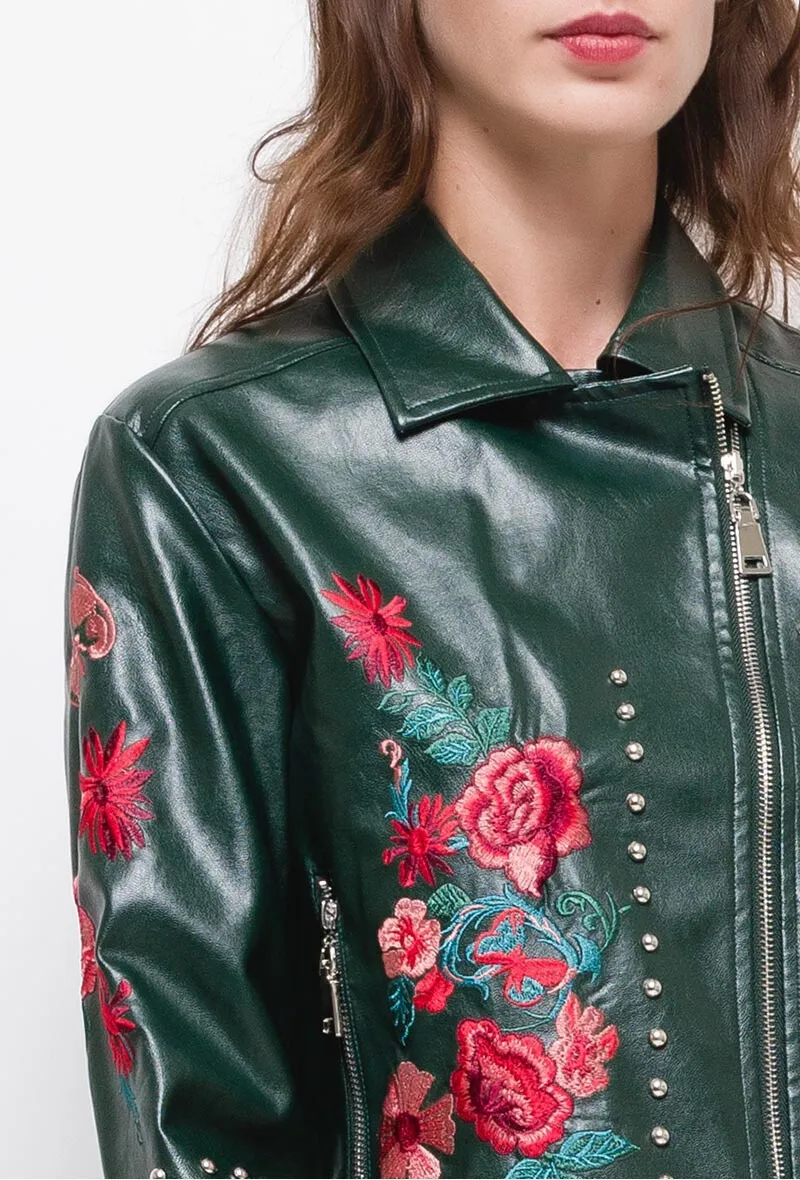 Perfecto-Jacke mit Stickerei und Nieten