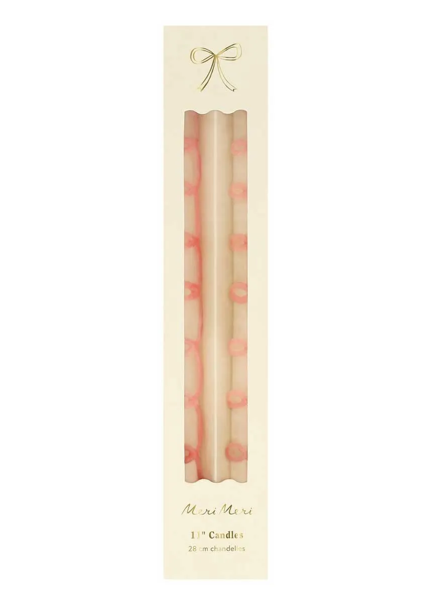 Pink Swirl Taper Candles