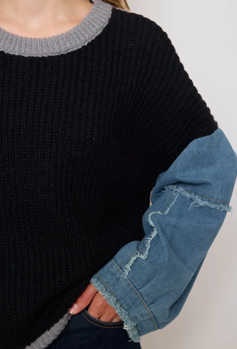 Pullover mit Jeansärmeln