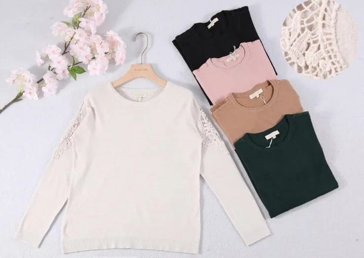 Pullover mit Spitze an der Schulter