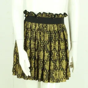 Second Hand GANNI Rock Gr. XS schwarz gold geblümt Minirock (*)