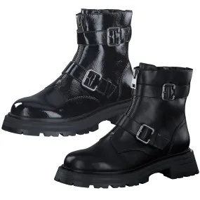 Tamaris Damen Boot Stiefelette Zierriemen Profilsohle flach modisch