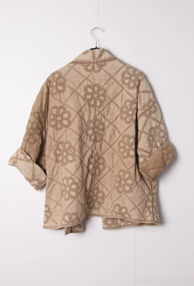 Wattierte Jacke aus bestickter, gewaschener Baumwolle