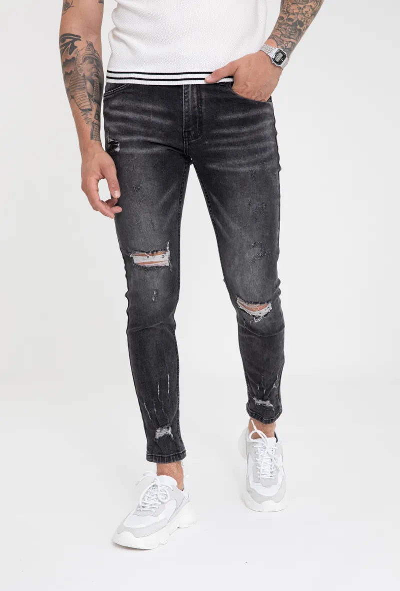 Zerrissene Semi-Skinny-Jeans